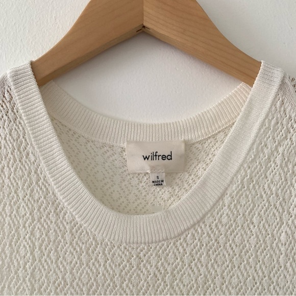 Aritzia Wilfred Perforated Knit Side Slit Sleeveless Tunic Tank Top White - S - Picture 3 of 6